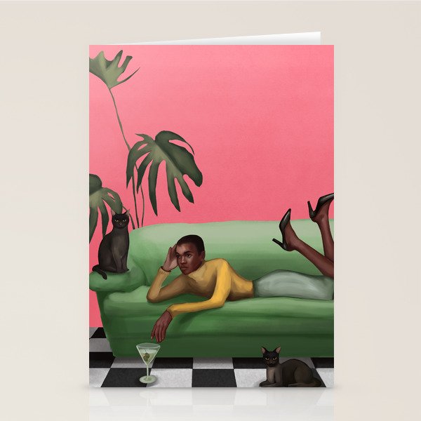 Martini and Monstera Stationery Card Gallery Image 1