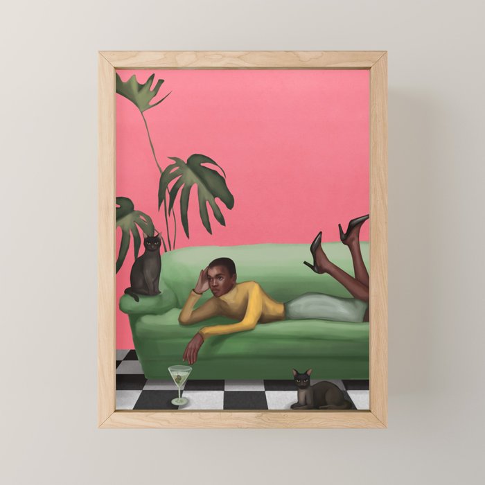 Martini and Monstera Mini Art Print Gallery Image 1