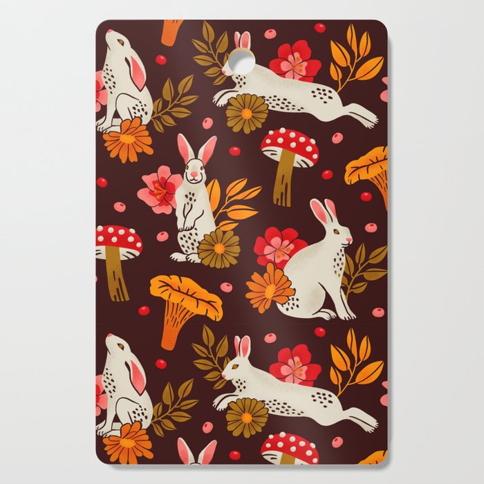 Bunnies and Shrooms Pattern Cutting Board Gallery Image 1