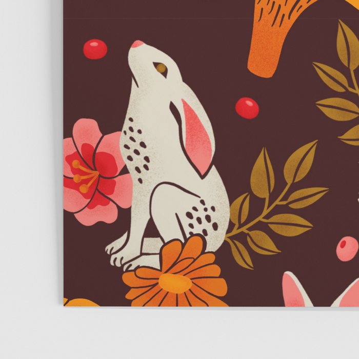 Bunnies and Shrooms Pattern Poster Gallery Image 3