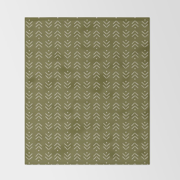 Arrow Lines Pattern Design 7 in olive green Throw Blanket Gallery Image 2