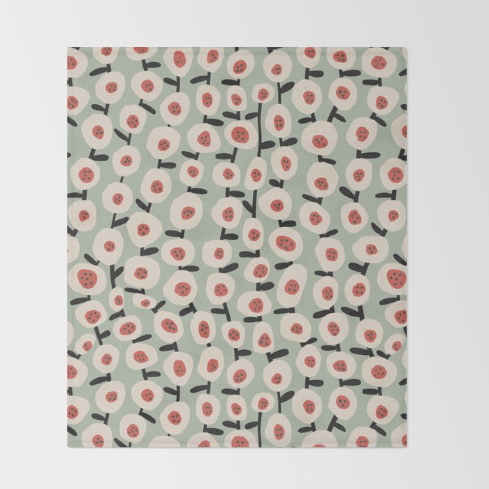 Dots & Flowers #1 Throw Blanket Gallery Image 2