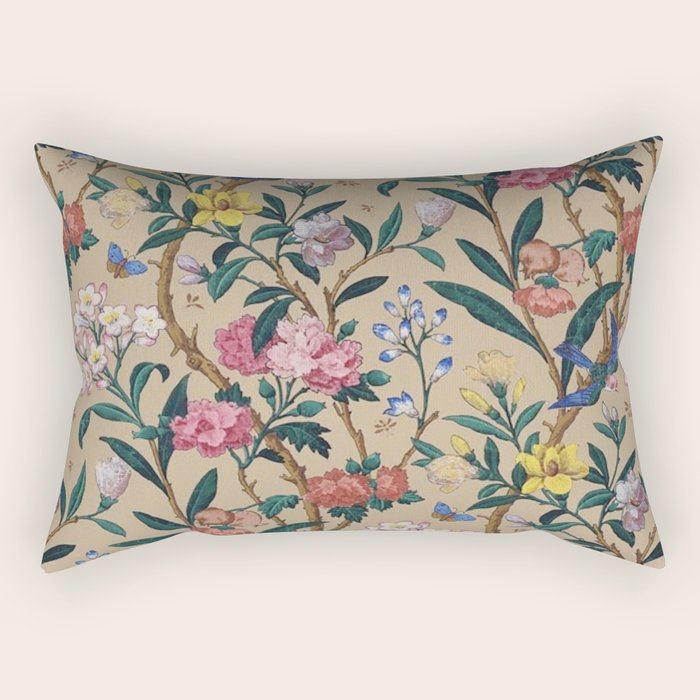 William Morris Birds, Butterflies and Bees Vintage Pattern Rectangular Pillow Gallery Image 2
