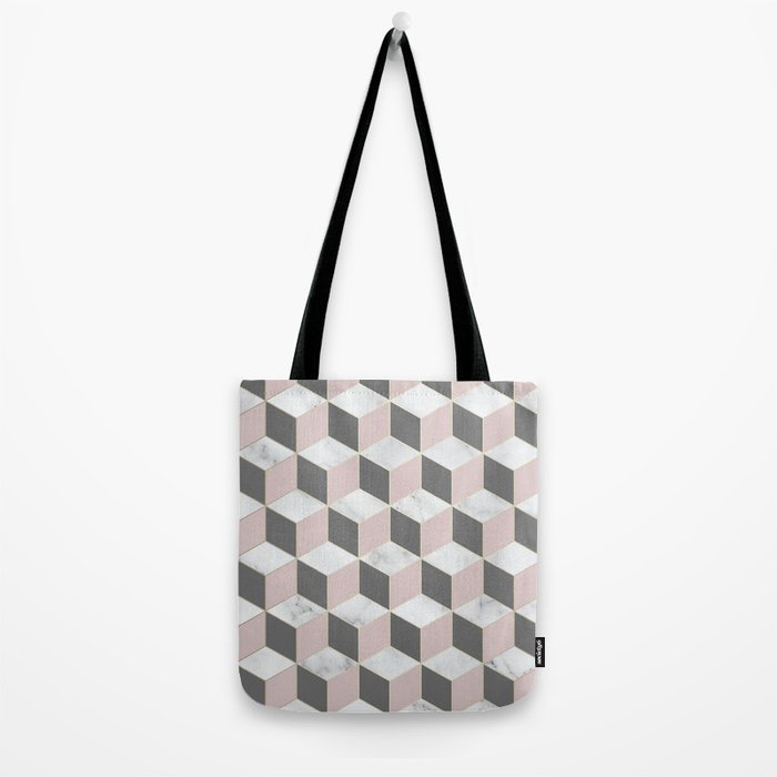 Blush Marble Cube Tote Bag Gallery Image 2