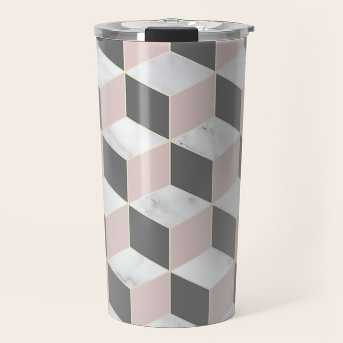Blush Marble Cube Travel Mug Gallery Image 1