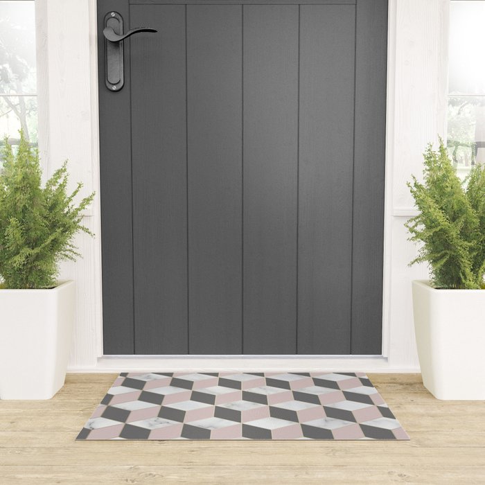 Blush Marble Cube Welcome Mat Gallery Image 3