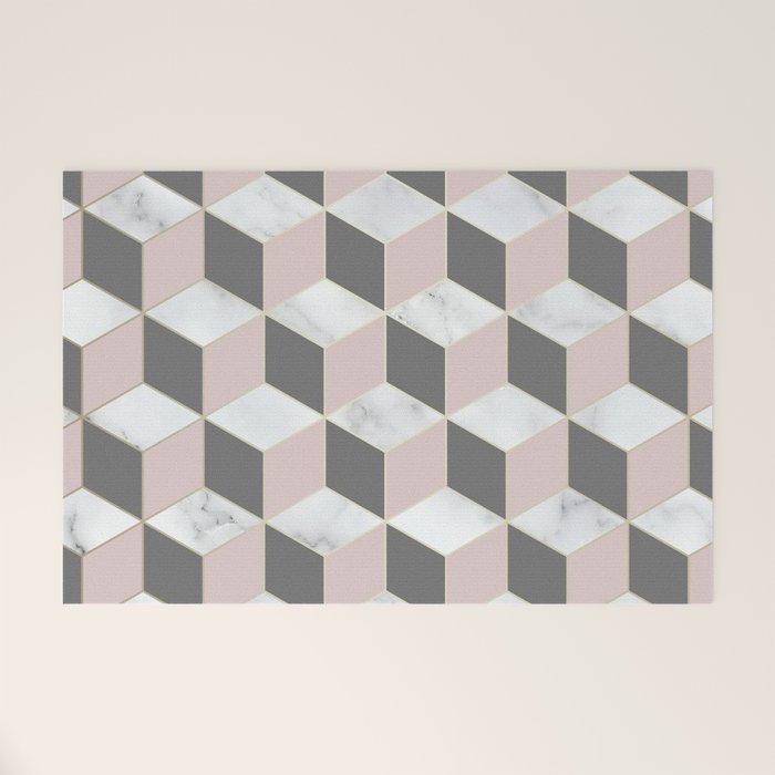 Blush Marble Cube Welcome Mat Gallery Image 1