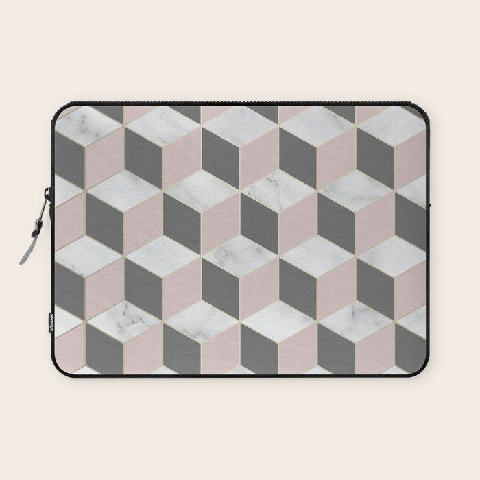 Blush Marble Cube Laptop Sleeve Gallery Image 1