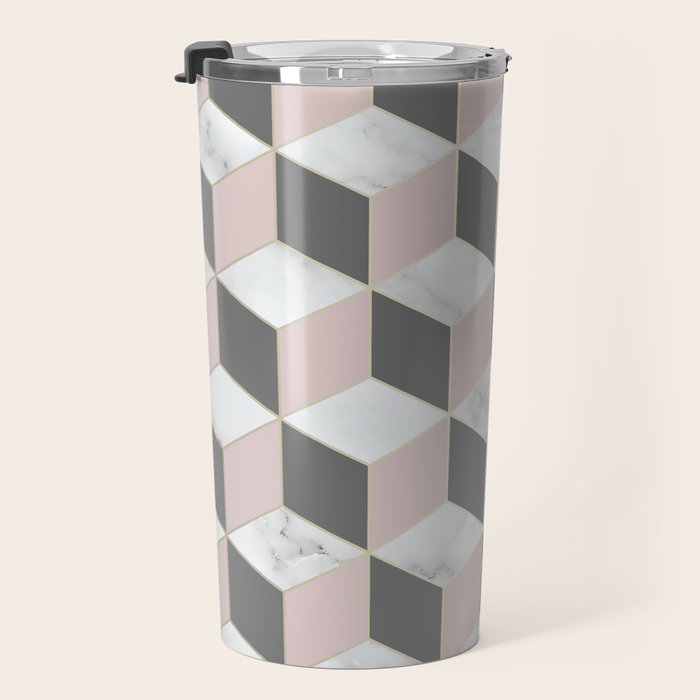Blush Marble Cube Travel Mug Gallery Image 3