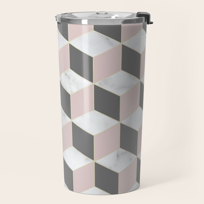 Blush Marble Cube Travel Mug Gallery Image 2