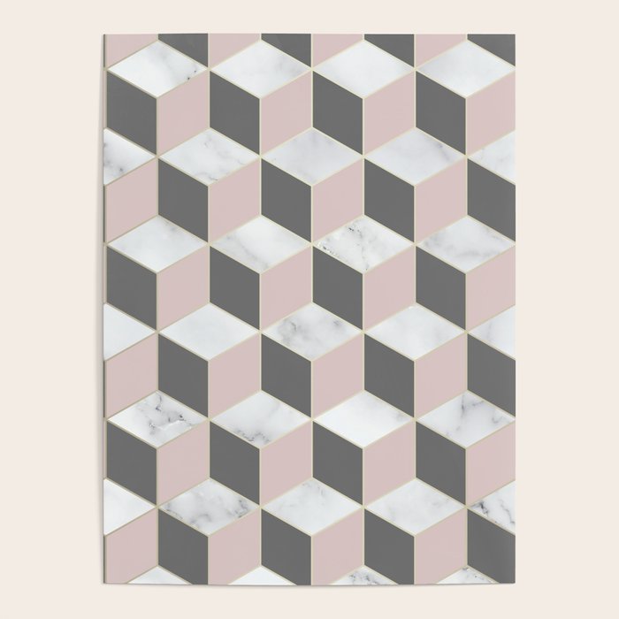 Blush Marble Cube Poster Gallery Image 4