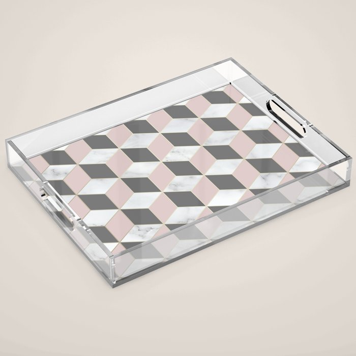 Blush Marble Cube Acrylic Tray Gallery Image 1