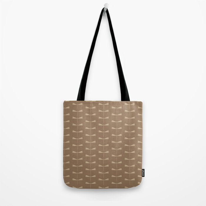 Dragonfly Pattern XI Earthy Beige Tote Bag Gallery Image 2
