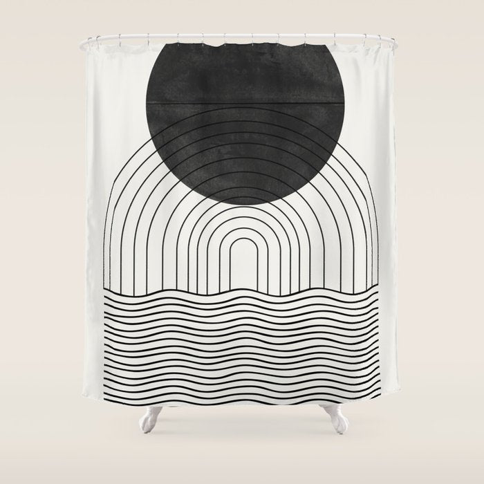 Black Sun by the ocean Shower Curtain Gallery Image 1