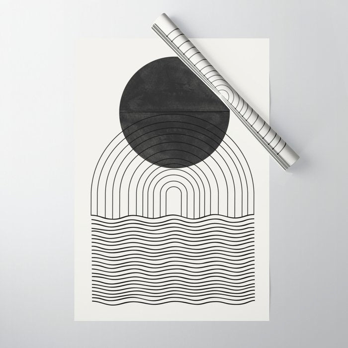 Black Sun by the ocean Wrapping Paper Gallery Image 1