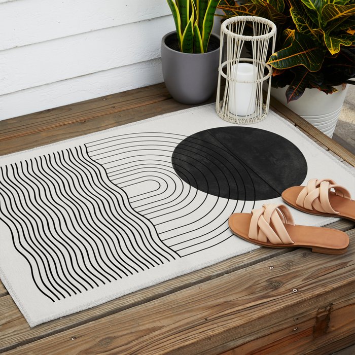 Black Sun by the ocean Outdoor Rug Gallery Image 2