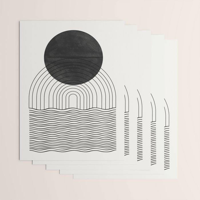 Black Sun by the ocean Wrapping Paper Gallery Image 3