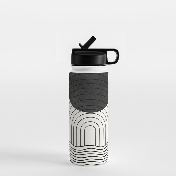 Black Sun by the ocean Water Bottle Gallery Image 1