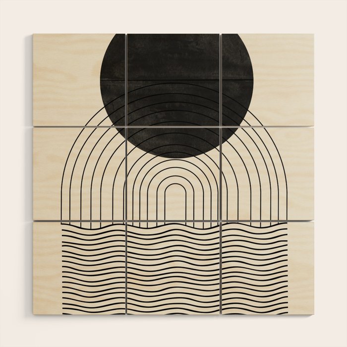 Black Sun by the ocean Wood Wall Art Gallery Image 1