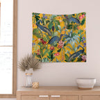 Vintage & Shabby Chic - Sunny Tropical Garden Blue Heron Wall Tapestry Gallery Image 2