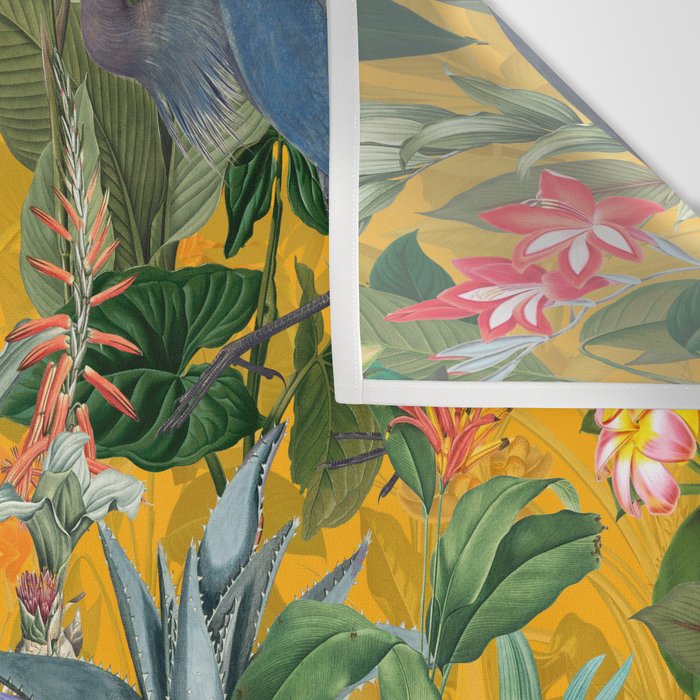 Vintage & Shabby Chic - Sunny Tropical Garden Blue Heron Wall Tapestry Gallery Image 3