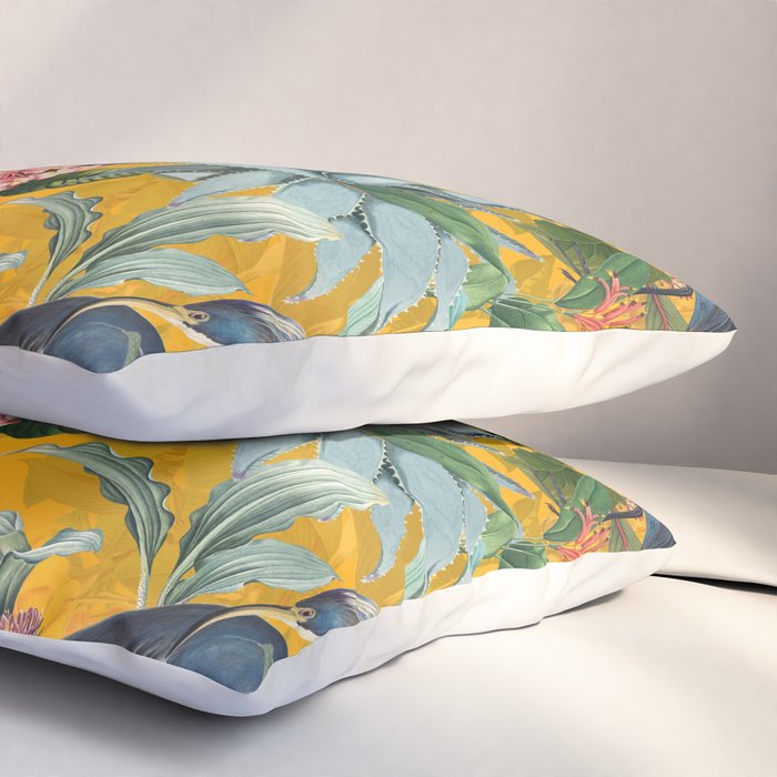 Vintage & Shabby Chic - Sunny Tropical Garden Blue Heron Pillow Sham Gallery Image 3
