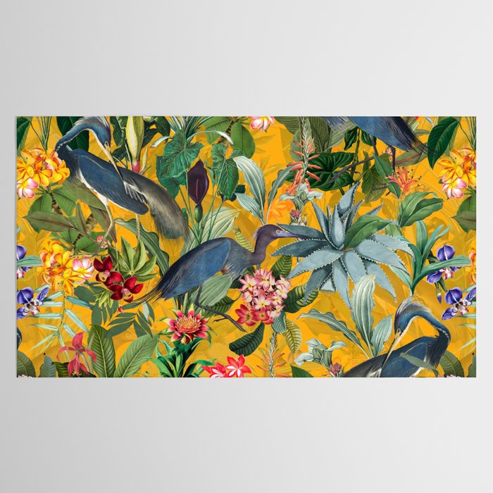 Vintage & Shabby Chic - Sunny Tropical Garden Blue Heron Tablecloth Gallery Image 2