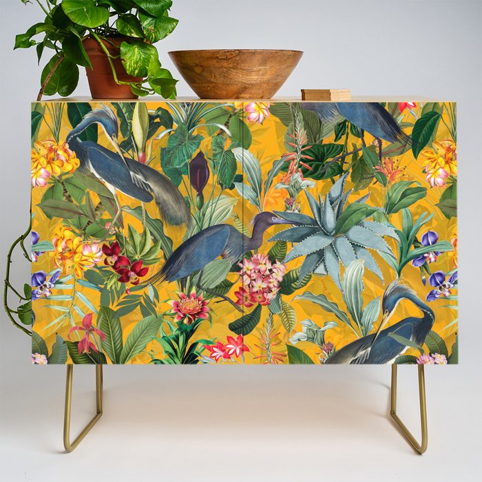 Vintage & Shabby Chic - Sunny Tropical Garden Blue Heron Credenza Gallery Image 1