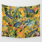 Vintage & Shabby Chic - Sunny Tropical Garden Blue Heron Wall Tapestry Gallery Image 4
