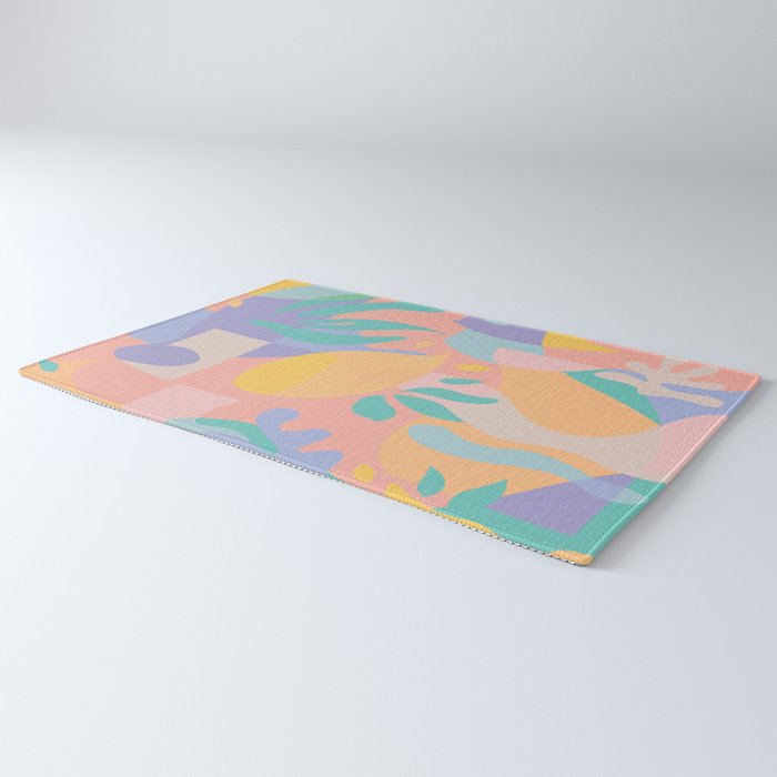 Lemons in Amalfi / Abstract shapes, Pink, Turquoise, Yellow, Lavender Rug Gallery Image 3