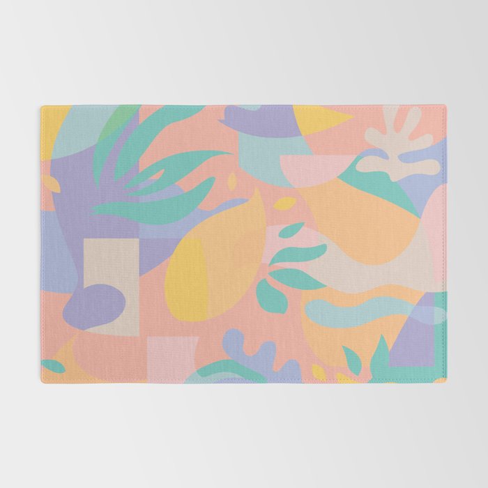 Lemons in Amalfi / Abstract shapes, Pink, Turquoise, Yellow, Lavender Rug Gallery Image 2