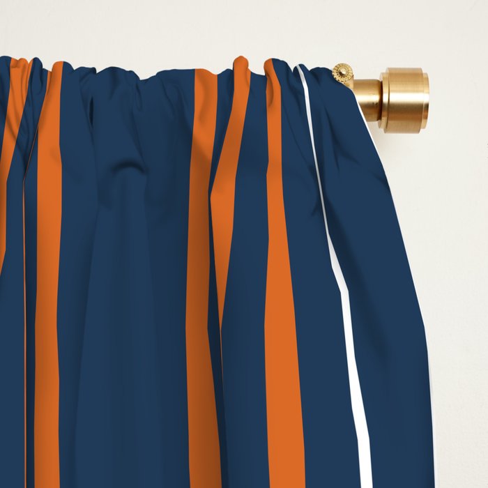 Mid Century Modern Geometric 111 in Navy Blue and Vintage Orange (Rainbow and Sun Abstraction) Window Curtain Gallery Image 2