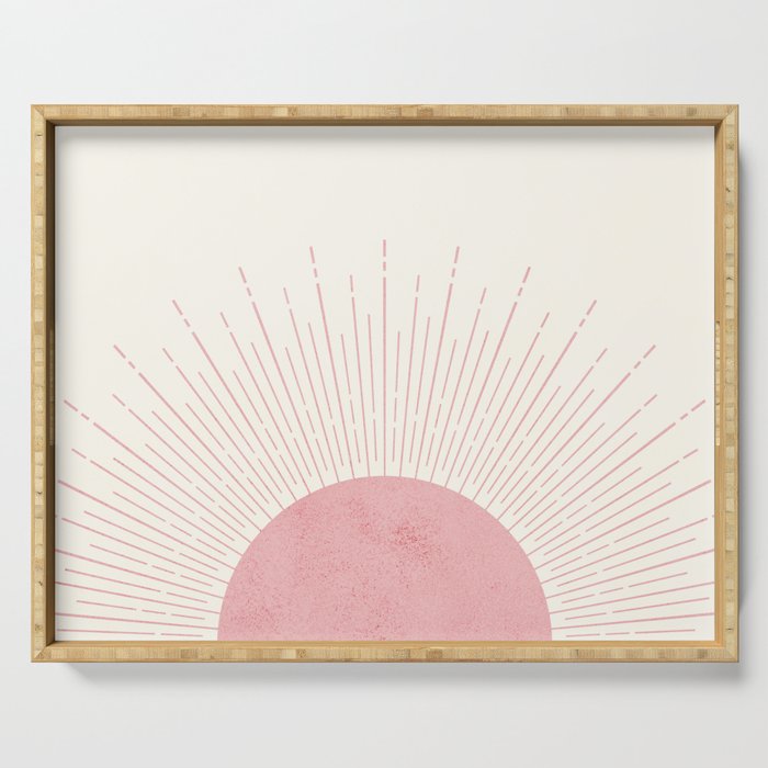 Pink Sunrise Boho Midcentury Serving Tray Gallery Image 1
