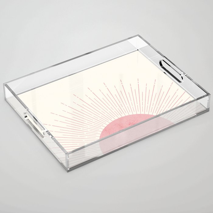 Pink Sunrise Boho Midcentury Acrylic Tray Gallery Image 1