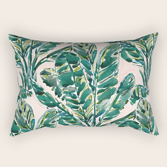 BIG FEELINGS Banana Leaf Tropical Rectangular Pillow Gallery Image 2