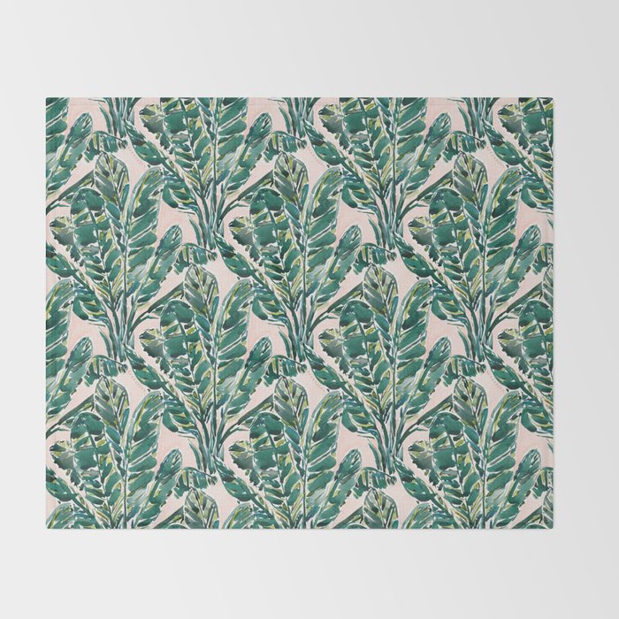 BIG FEELINGS Banana Leaf Tropical Throw Blanket Gallery Image 2