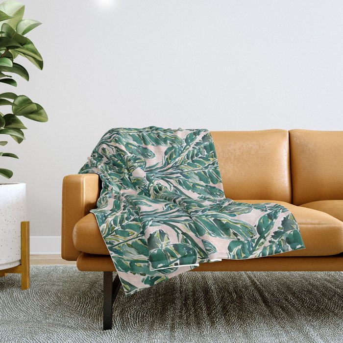 BIG FEELINGS Banana Leaf Tropical Throw Blanket Gallery Image 1