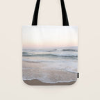 Blush pink sunrise at Praia da Adraga in Portugal  Summer nature and travel photography Tote Bag Gallery Image 1