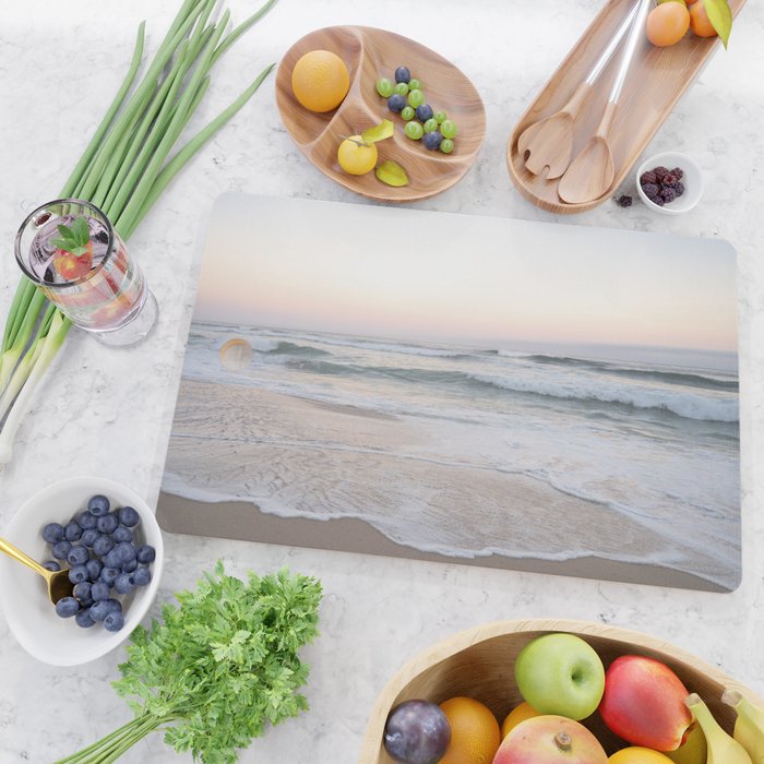 Blush pink sunrise at Praia da Adraga in Portugal  Summer nature and travel photography Cutting Board Gallery Image 2