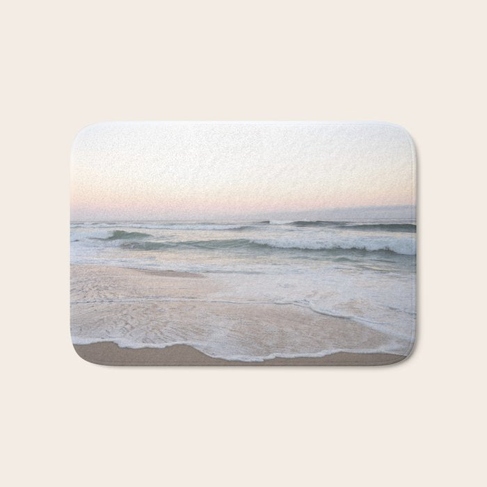 Blush pink sunrise at Praia da Adraga in Portugal  Summer nature and travel photography Bath Mat Gallery Image 1