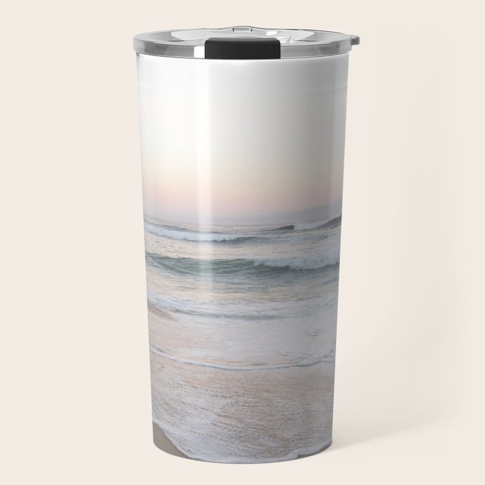 Blush pink sunrise at Praia da Adraga in Portugal  Summer nature and travel photography Travel Mug Gallery Image 1