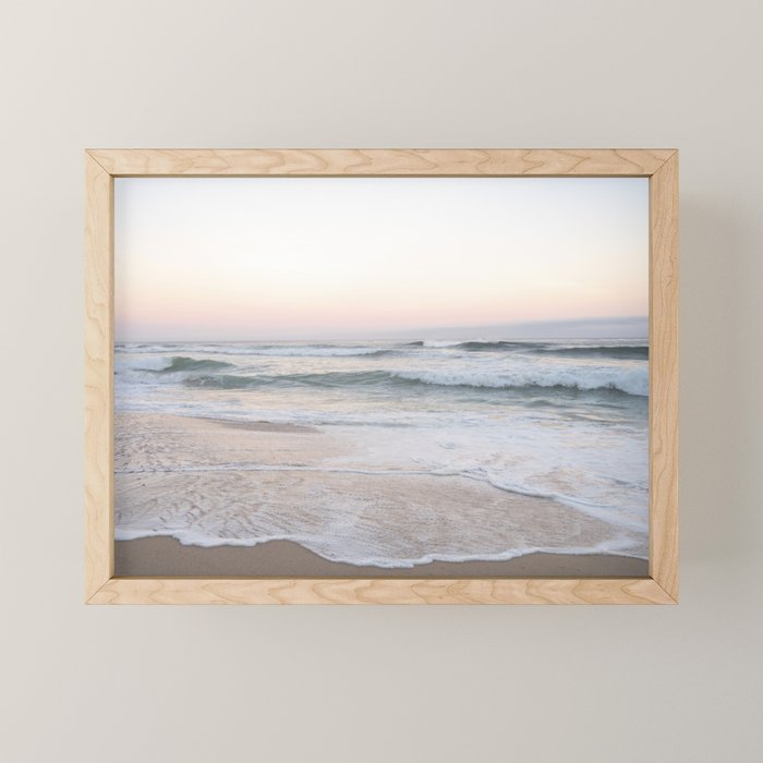 Blush pink sunrise at Praia da Adraga in Portugal  Summer nature and travel photography Mini Art Print Gallery Image 1