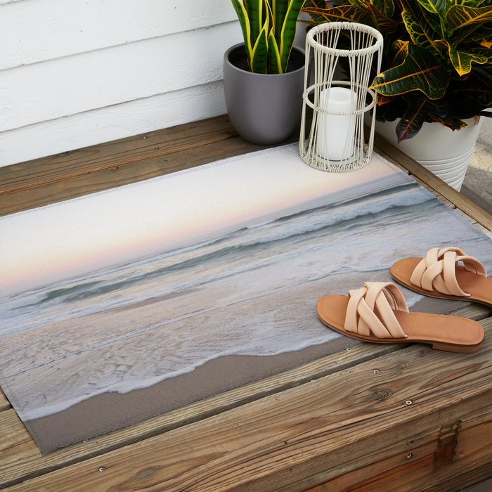 Blush pink sunrise at Praia da Adraga in Portugal  Summer nature and travel photography Outdoor Rug Gallery Image 2