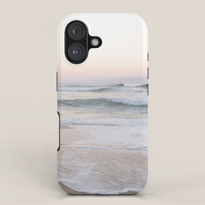 Blush pink sunrise at Praia da Adraga in Portugal  Summer nature and travel photography iPhone Case Gallery Image 1