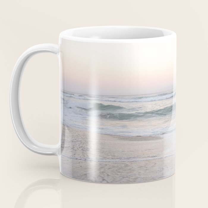 Blush pink sunrise at Praia da Adraga in Portugal  Summer nature and travel photography Coffee Mug Gallery Image 3