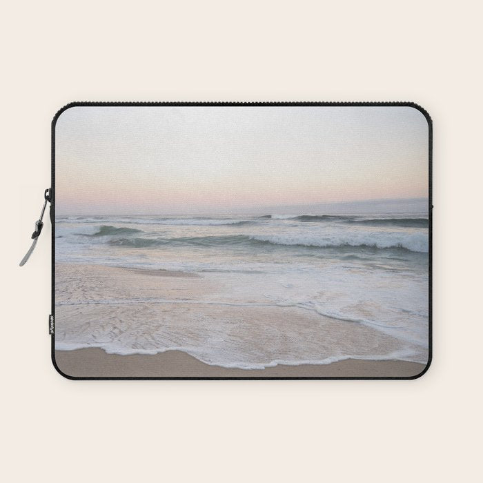 Blush pink sunrise at Praia da Adraga in Portugal  Summer nature and travel photography Laptop Sleeve Gallery Image 1