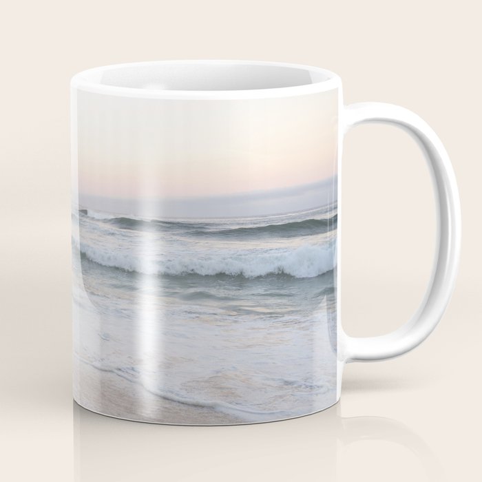 Blush pink sunrise at Praia da Adraga in Portugal  Summer nature and travel photography Coffee Mug Gallery Image 1