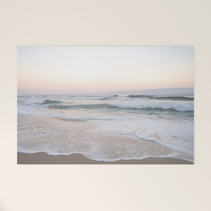 Blush pink sunrise at Praia da Adraga in Portugal  Summer nature and travel photography Welcome Mat Gallery Image 1