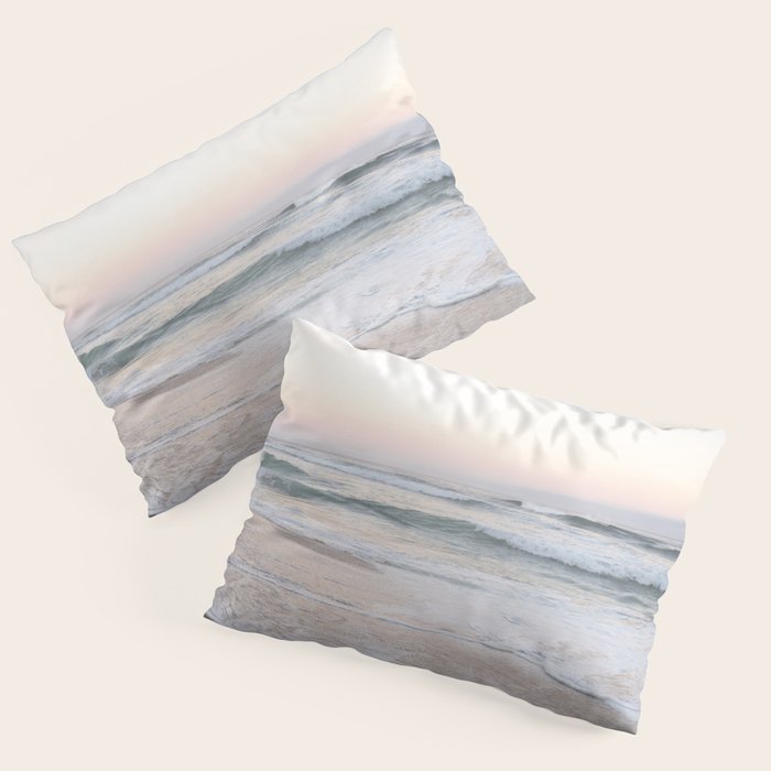 Blush pink sunrise at Praia da Adraga in Portugal  Summer nature and travel photography Pillow Sham Gallery Image 3