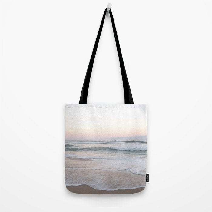 Blush pink sunrise at Praia da Adraga in Portugal  Summer nature and travel photography Tote Bag Gallery Image 2
